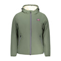Norway 1963 green polyester men's jacket with a front zipper and collar, displayed on a hanger.