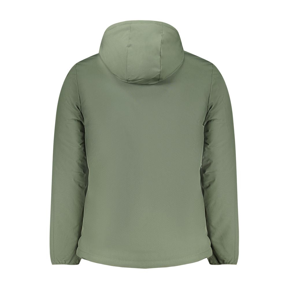 Norway 1963 green polyester men's jacket, showcasing a stylish and comfortable outerwear design with a full front zipper and collar.