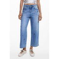 Desigual Azzurro cotton women's jeans showing classic fit, light blue denim, and five-pocket design on a plain background.