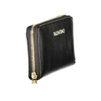 Black Mario Valentino women's wallet made of polyurethane, featuring a sleek design and compact size.