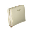 Mario Valentino beige polyurethane women's wallet with multiple card slots and a sleek design.