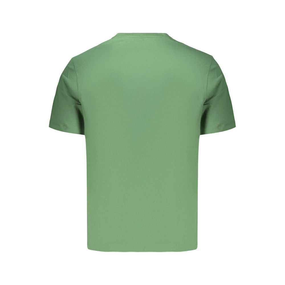 Timberland green cotton men's T-shirt featuring a crew neck and short sleeves, casual style for everyday wear.
