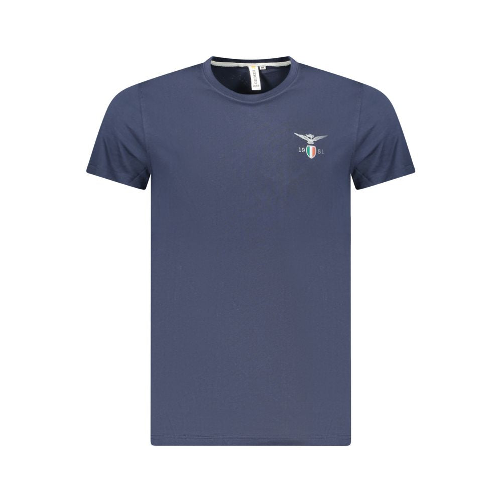 Blue cotton men's T-shirt with Accademia Militare branding, casual fit, and crew neckline, shown laid flat.