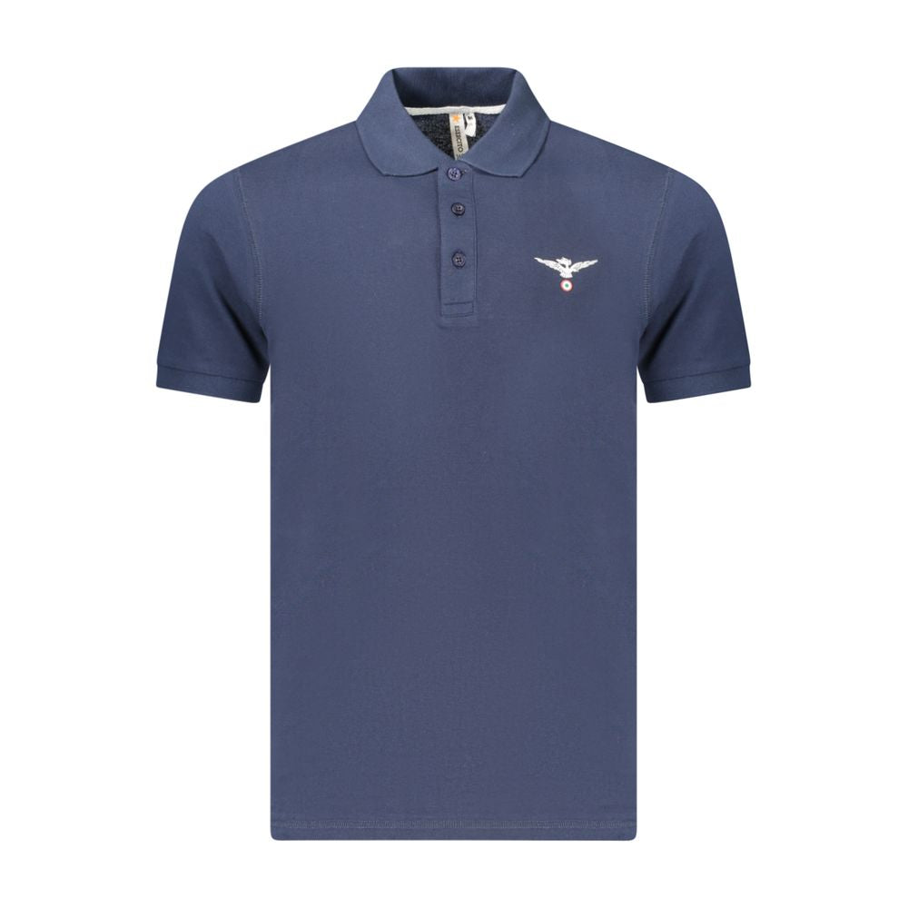 Blue cotton men's polo shirt by Accademia Militare, featuring a classic collar and short sleeves.