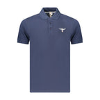 Blue cotton men's polo shirt by Accademia Militare, featuring a classic collar and short sleeves.