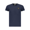 Blue cotton men's T-shirt from Accademia Militare with a crew neck and printed logo design.