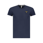 Blue cotton men's T-shirt from Accademia Militare with a crew neck and printed logo design.