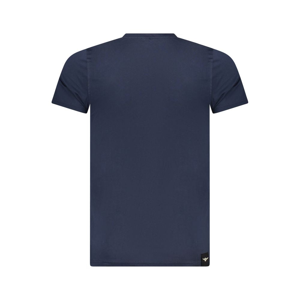 Blue cotton men's T-shirt from Accademia Militare with a classic fit and crew neckline, featuring the brand logo on the front.
