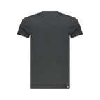 Black cotton men's T-shirt from Accademia Militare with logo front design, casual fit, and comfortable fabric.