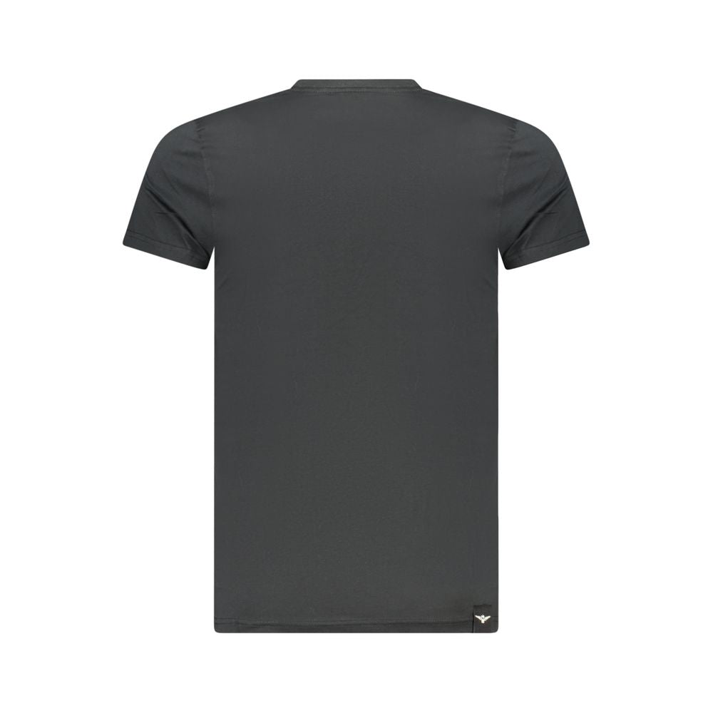 Black cotton men's T-shirt from Accademia Militare with logo front design, casual fit, and comfortable fabric.