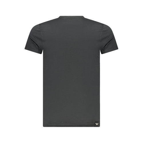 Black cotton men's T-shirt from Accademia Militare with logo front design, casual fit, and comfortable fabric.