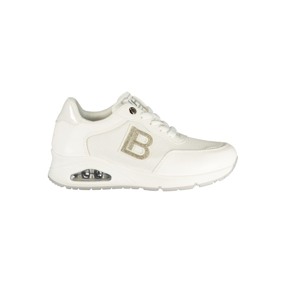Laura Biagiotti Bianco women's polyurethane sneaker with white upper and sole, stylish casual footwear for women.