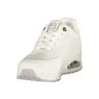 Laura Biagiotti Bianco polyurethane women's sneaker with white design, rounded toe, and lace-up closure.