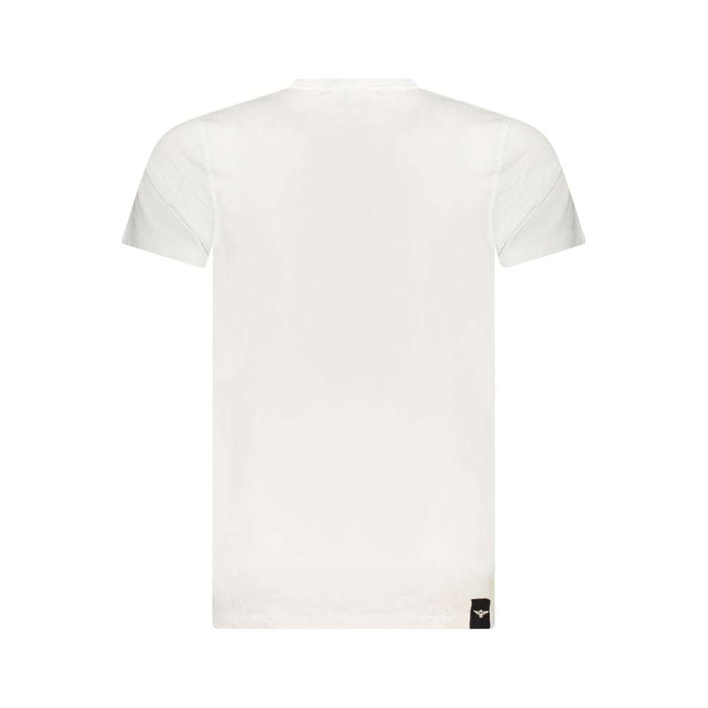 White cotton men's T-shirt from Accademia Militare with a crew neck and logo detail, casual and comfortable fit.