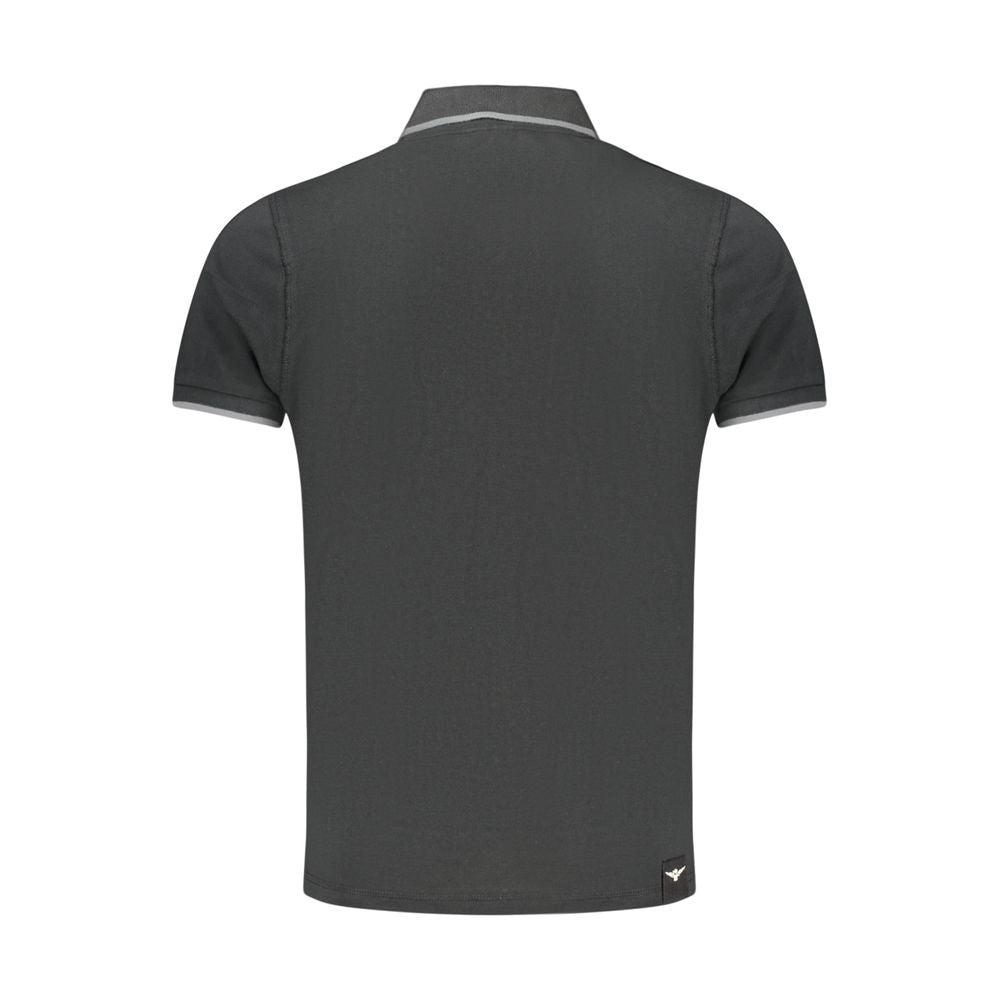 Accademia Militare Nero cotton men's polo shirt with a classic collar and short sleeves, featuring subtle branding on the chest.