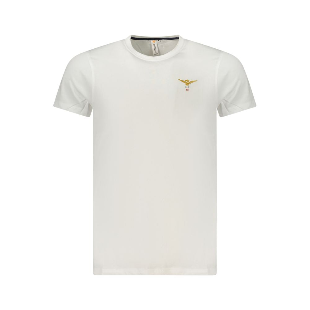 White cotton men's T-shirt by Accademia Militare with a classic fit and minimal branding, displayed flat on a plain background.