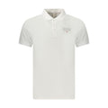 White cotton men's polo shirt by Accademia Militare with a classic collar and short sleeves, displayed on a plain background.