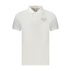 White cotton men's polo shirt by Accademia Militare with a classic collar and short sleeves, displayed on a plain background.