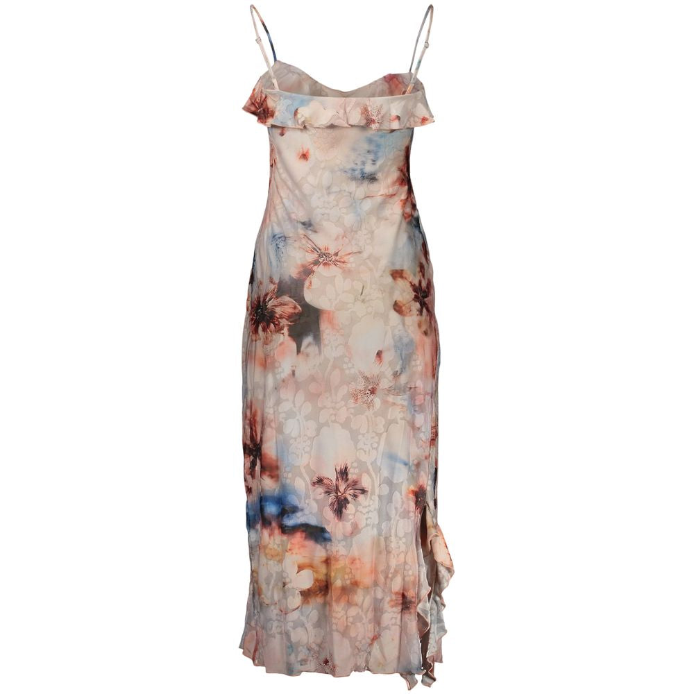 Desigual pink polyester women's dress with a relaxed fit, featuring a stylish design and short sleeves, perfect for casual wear.