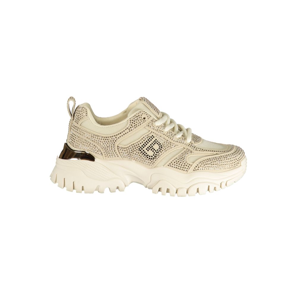 Laura Biagiotti beige polyurethane women's sneaker with white sole and casual slip-on design, suitable for everyday wear.