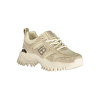 Beige polyurethane women's sneaker by Laura Biagiotti showing a comfortable casual shoe with white sole and sleek design.