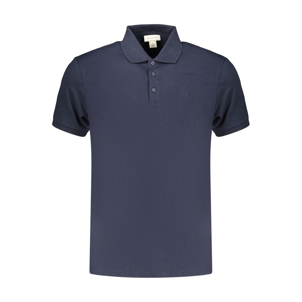 Calvin Klein blue cotton men's polo shirt with collar and short sleeves, casual and comfortable for everyday wear.