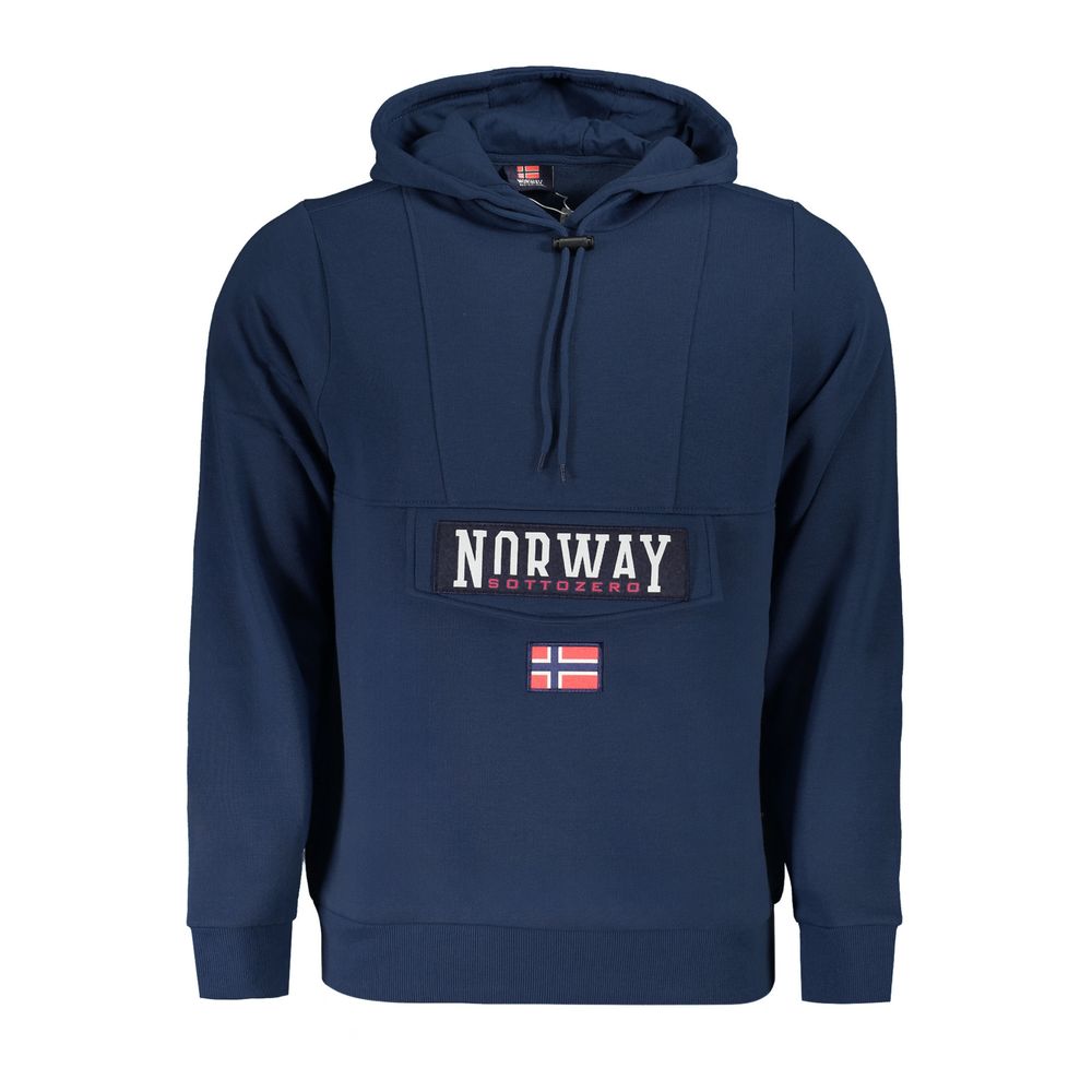 Norway 1963 blue cotton men's sweatshirt featuring a classic crew neck and relaxed fit, displayed on a hanger.