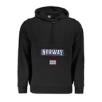 Norway 1963 black cotton men's hooded sweatshirt with front pocket and adjustable drawstrings, casual and comfortable style.