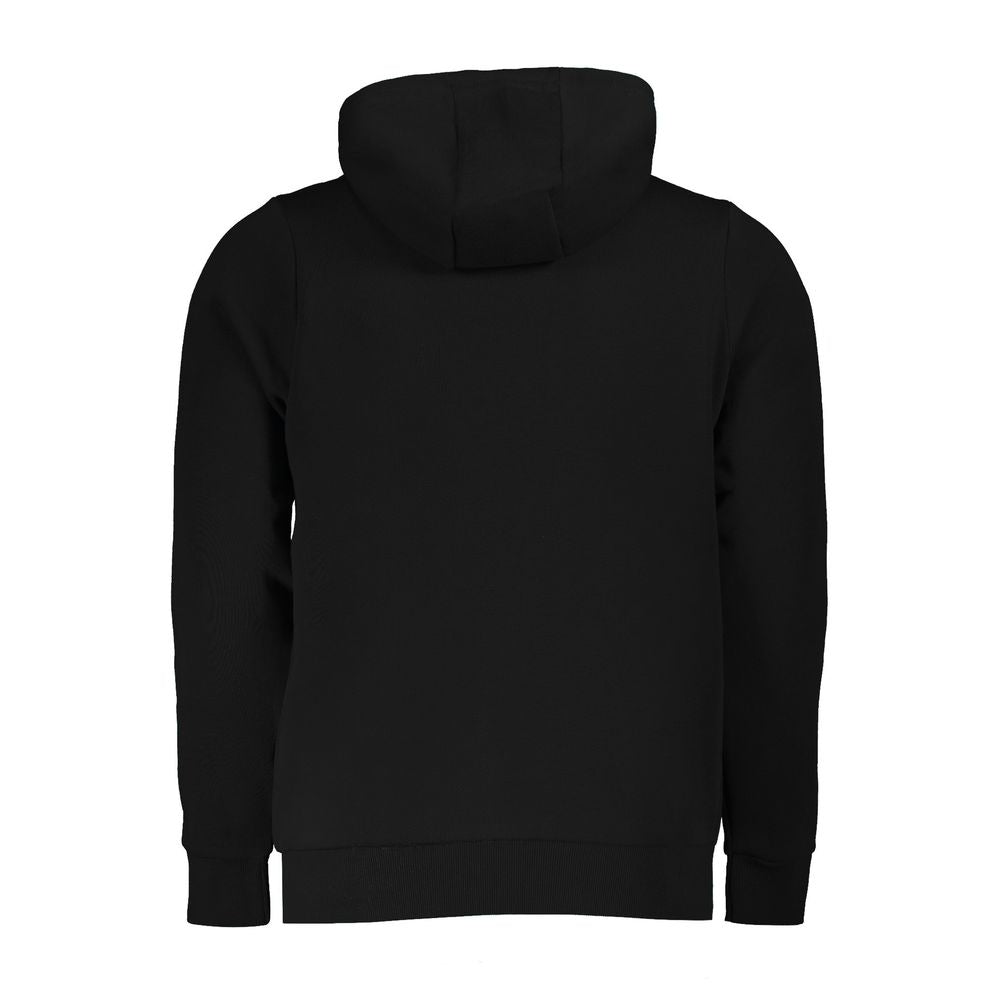 Norway 1963 black cotton men's hooded sweatshirt with front pocket and drawstrings, casual and comfortable fit.