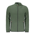 Norway 1963 green polyester men's sweater with ribbed cuffs and collar, featuring a classic knit pattern.