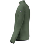 Norway 1963 green polyester men's sweater with ribbed cuffs and neckline, displayed on a neutral background.