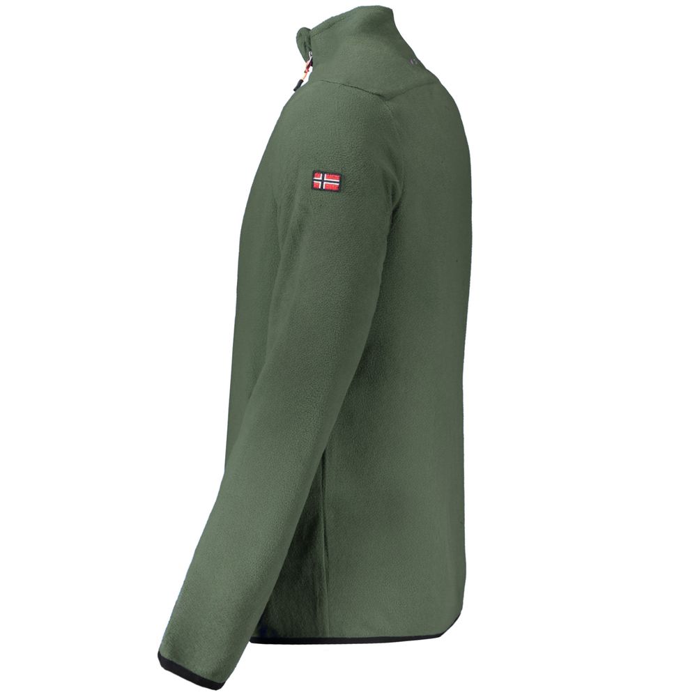 Norway 1963 green polyester men's sweater with ribbed cuffs and neckline, displayed on a neutral background.