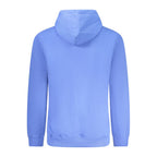 Tommy Hilfiger blue cotton men's sweatshirt displayed on a hanger, with a crew neck and long sleeves.