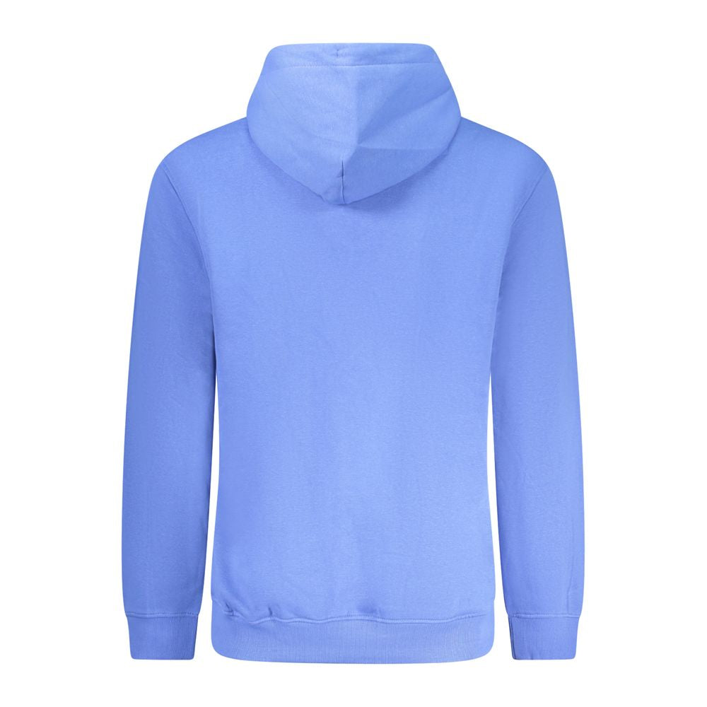 Tommy Hilfiger blue cotton men's sweatshirt displayed on a hanger, with a crew neck and long sleeves.