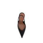 Amina Muaddi Black Satin High Heel Pumps