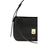 Ferragamo Black Calf Leather Bos Taurus Shoulder Bag