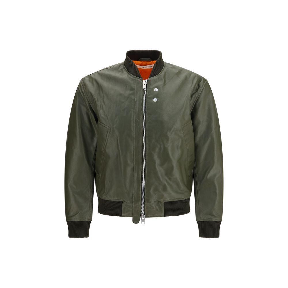 Sunflower Bicolor Calf Leather Bos Taurus Bomber - Eljoys Fashion 