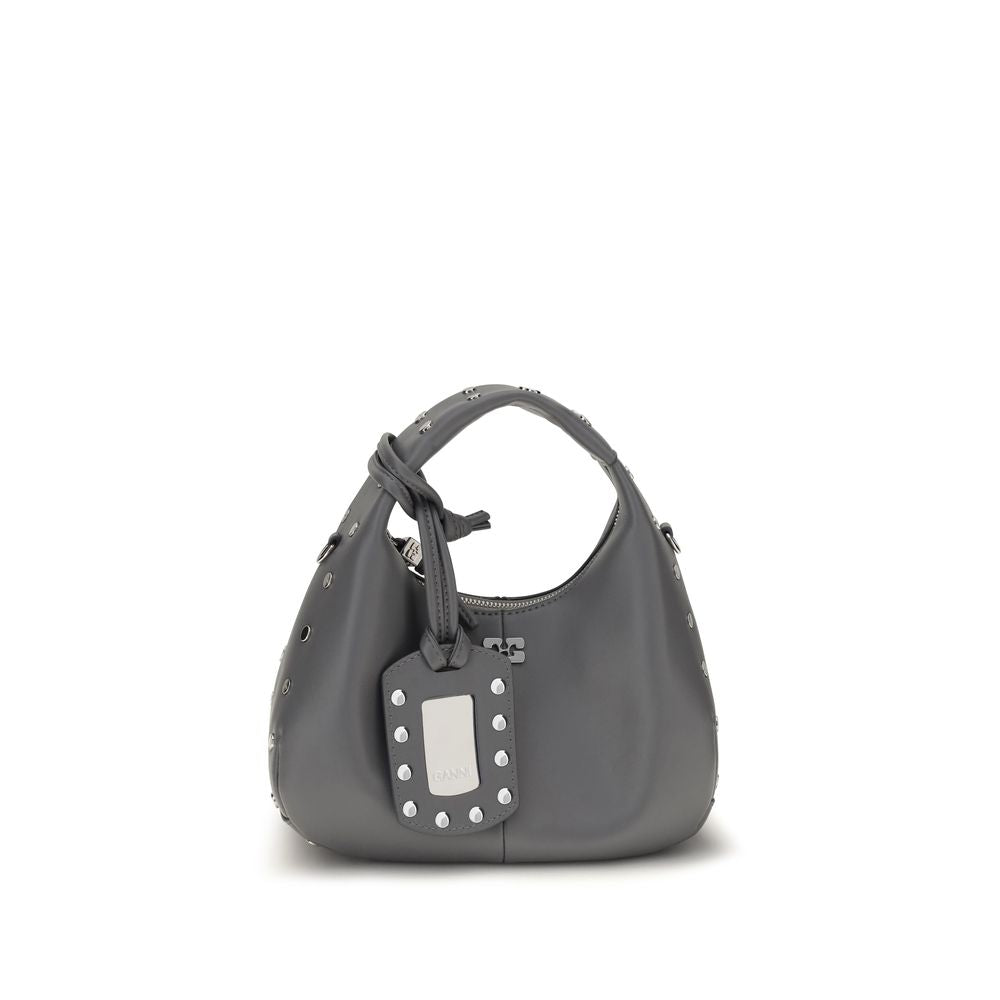 Ganni Gray Recycled Leather Handbag - Eljoys Fashion 