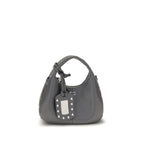 Ganni Gray Recycled Leather Handbag - Eljoys Fashion 