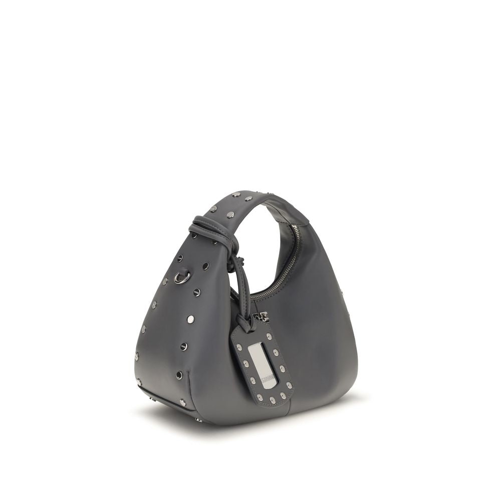 Ganni Gray Recycled Leather Handbag - Eljoys Fashion 