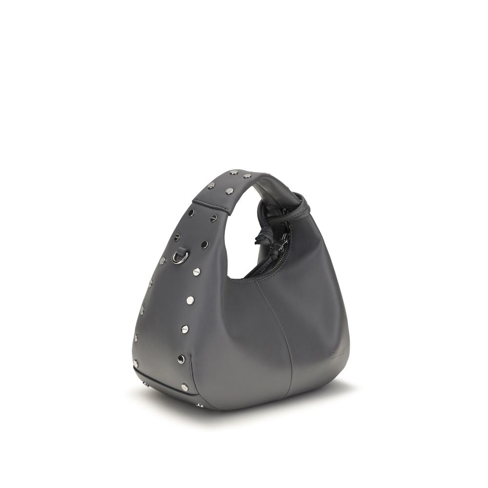 Ganni Gray Recycled Leather Handbag - Eljoys Fashion 