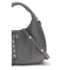 Ganni Gray Recycled Leather Handbag - Eljoys Fashion 