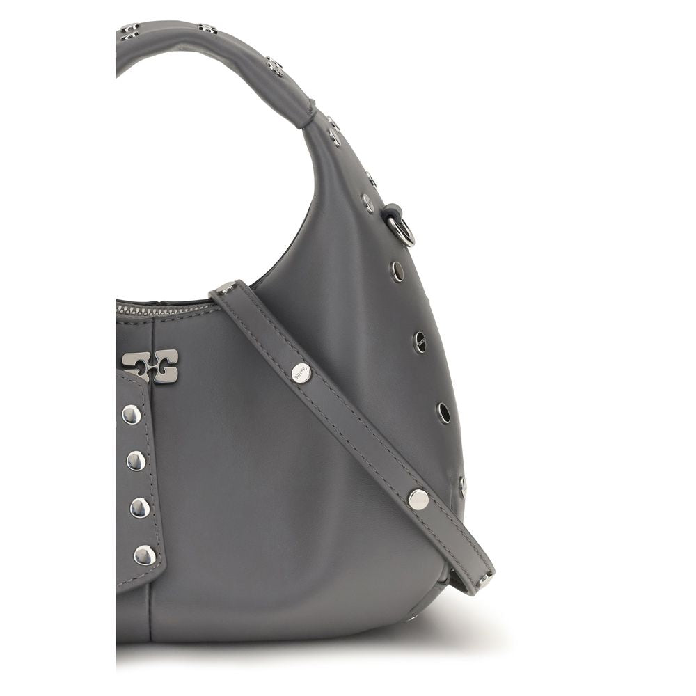 Ganni Gray Recycled Leather Handbag - Eljoys Fashion 