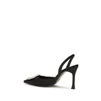 Amina Muaddi Black Satin High Heel Pumps