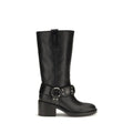 Chloé Black Calf Leather Bos Taurus Flat Boots