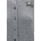 Burberry Gray Wool Oves Aries Cardigan