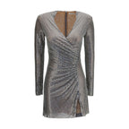 Self-Portrait Silver Polyester Cocktail Dress