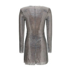 Self-Portrait Silver Polyester Cocktail Dress