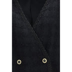 Alessandra Rich Black Cotton Full-Length Jacket