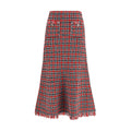 Self-Portrait Red Cotton Midi Skirt